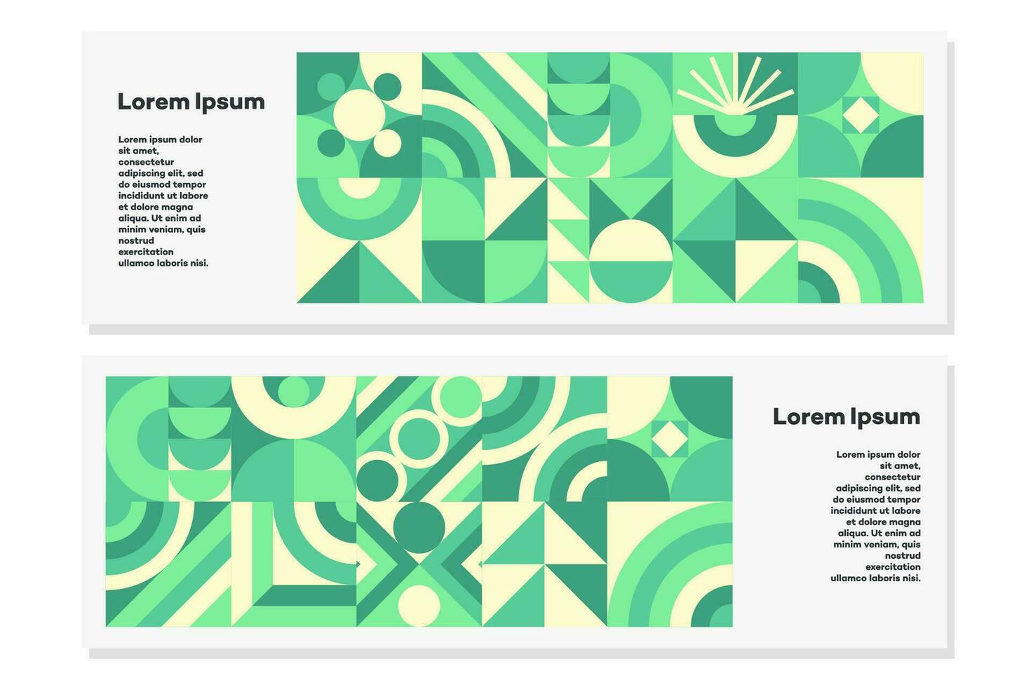 Green geometry flyer set bauhaus minimal 20s style vector