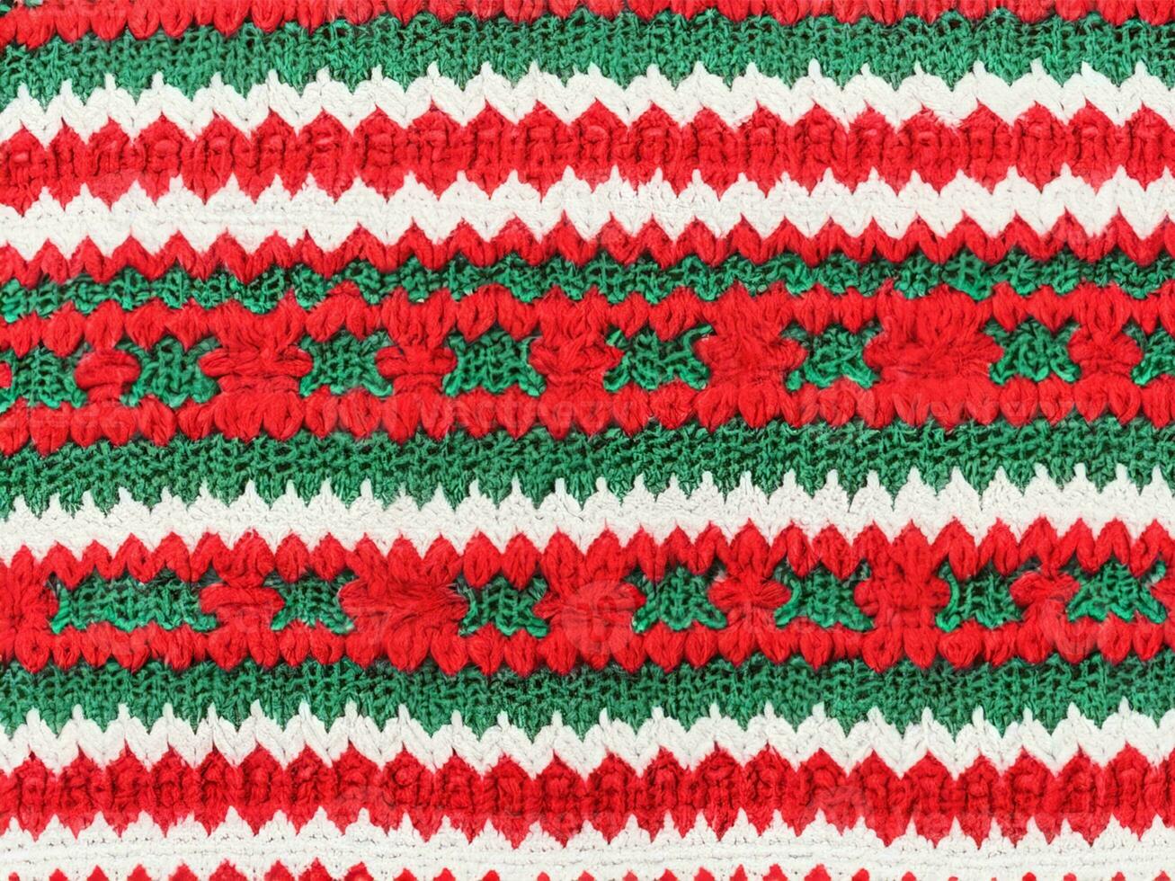 close up christmas knitted pattern background photo