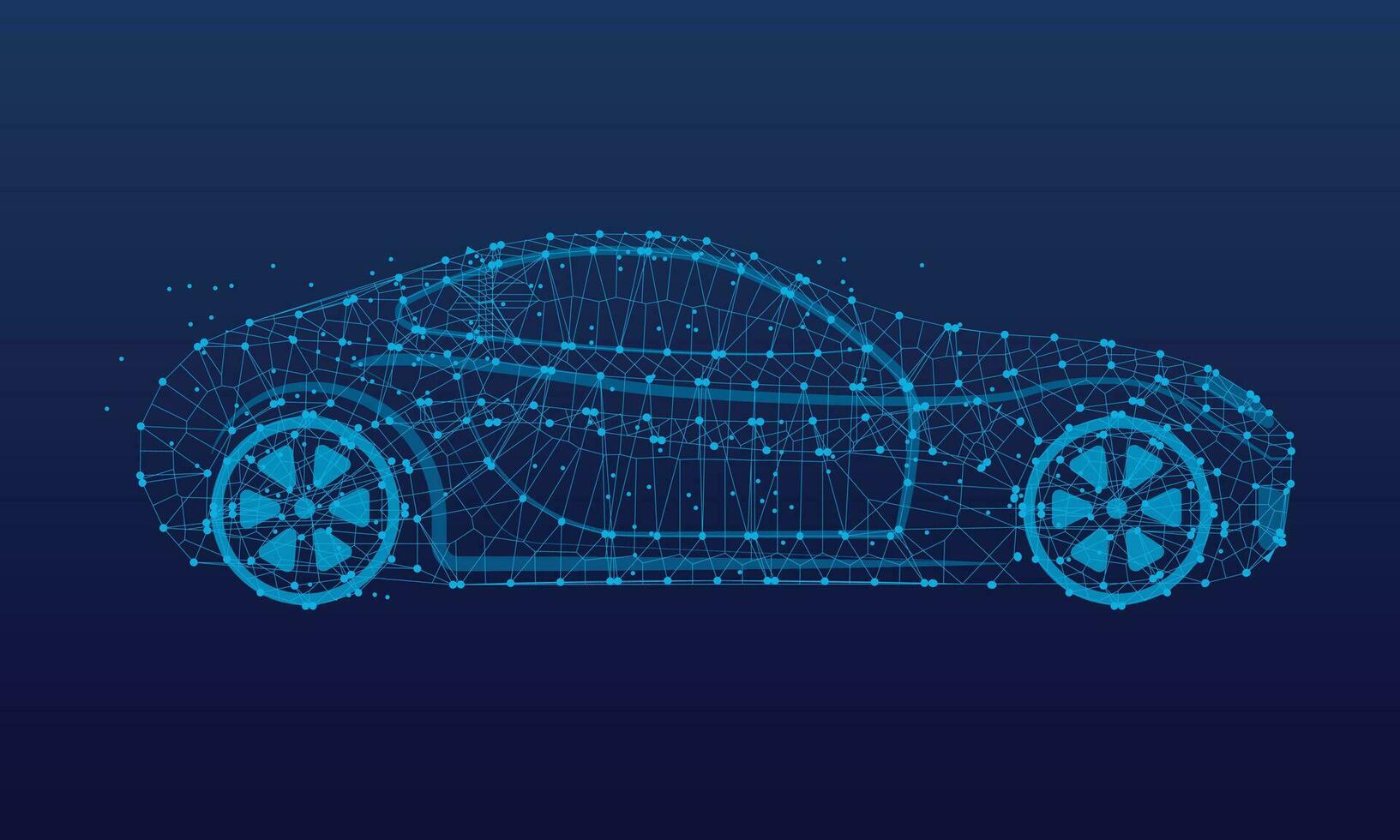 Abstract car on a blue background. Polygonal wireframe illustration vector