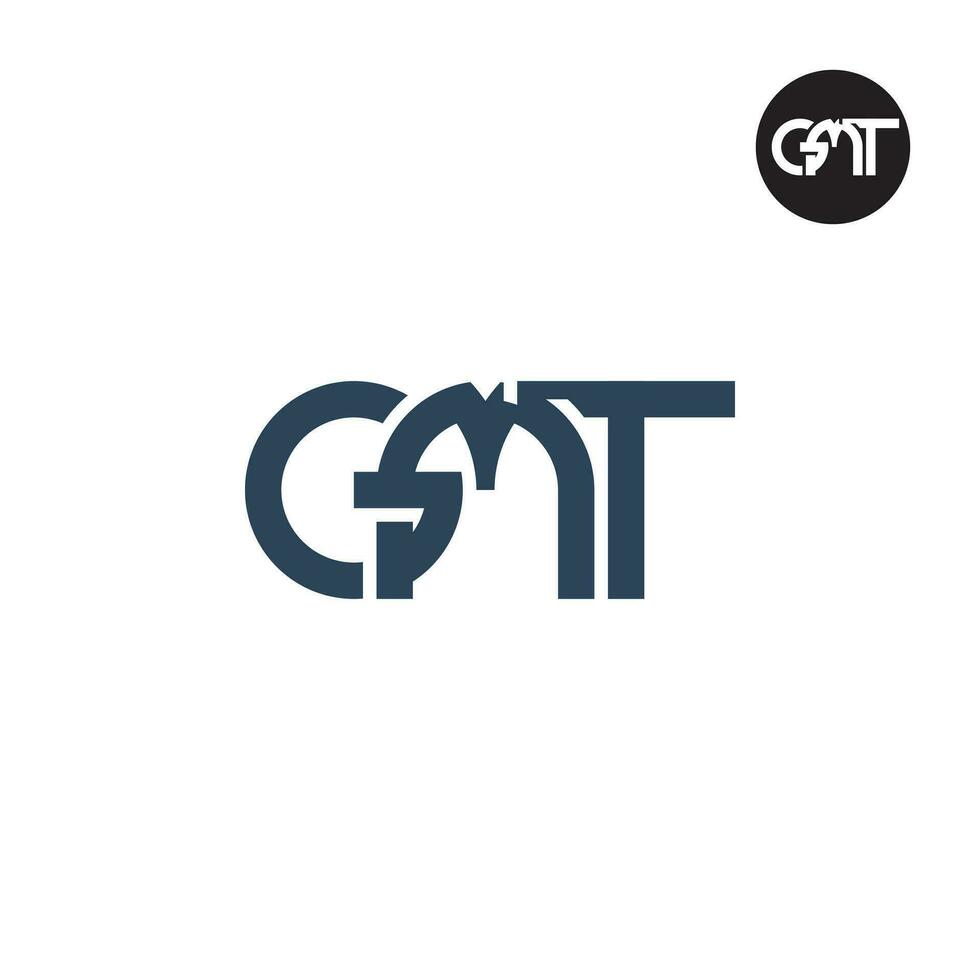 letra GMT monograma logo diseño vector
