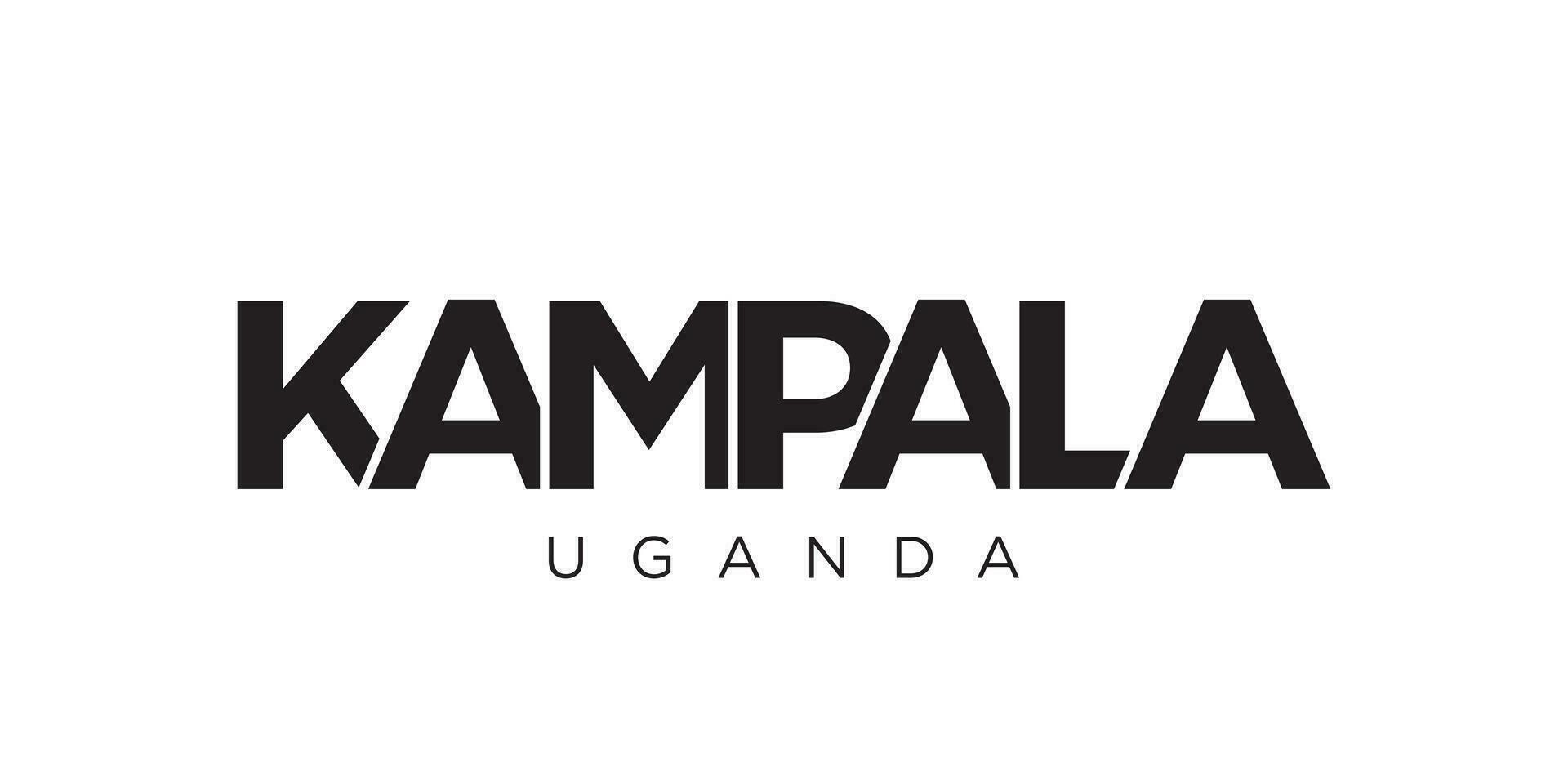 Kampala en el Uganda emblema. el diseño caracteristicas un geométrico estilo, vector ilustración con negrita tipografía en un moderno fuente. el gráfico eslogan letras.