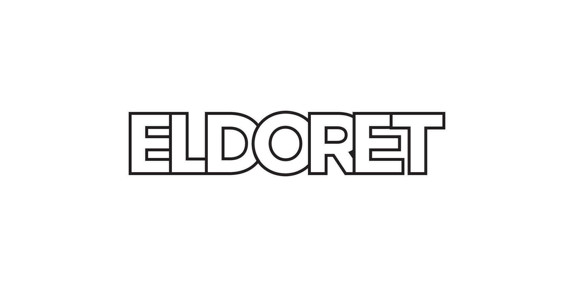 Eldoret in the Kenya emblem. The design features a geometric style, vector illustration with bold typography in a modern font. The graphic slogan lettering.