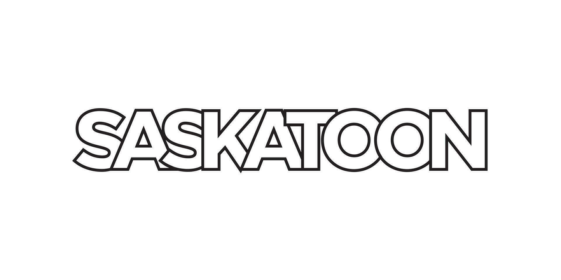 Saskatoon en el Canadá emblema. el diseño caracteristicas un geométrico estilo, vector ilustración con negrita tipografía en un moderno fuente. el gráfico eslogan letras.