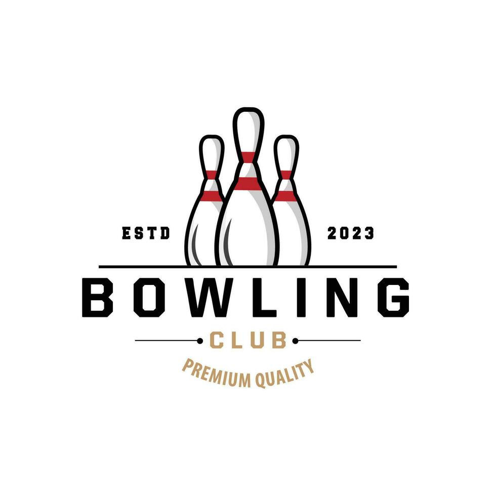 Bowling Sports Club Logo, Bowling Ball And Pin Design Vector Tournament Templet Illustration