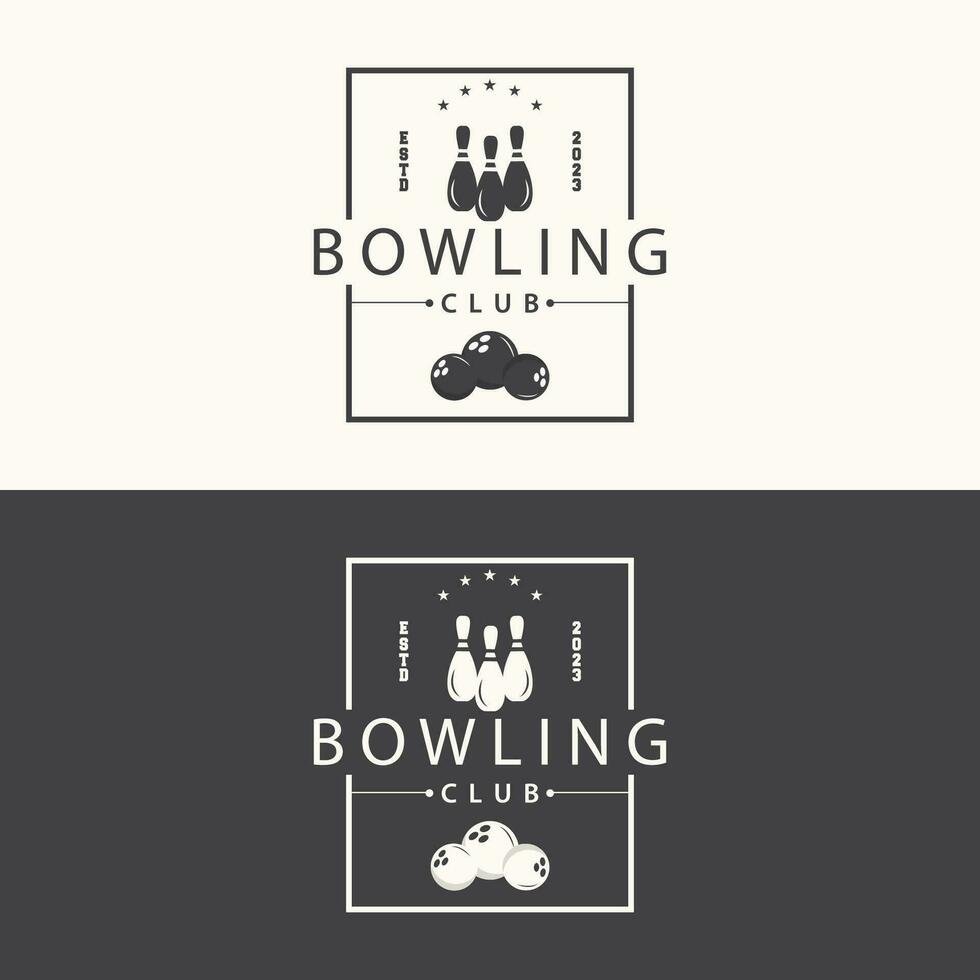 bolos Deportes club logo, bolos pelota y alfiler diseño vector torneo templet ilustración