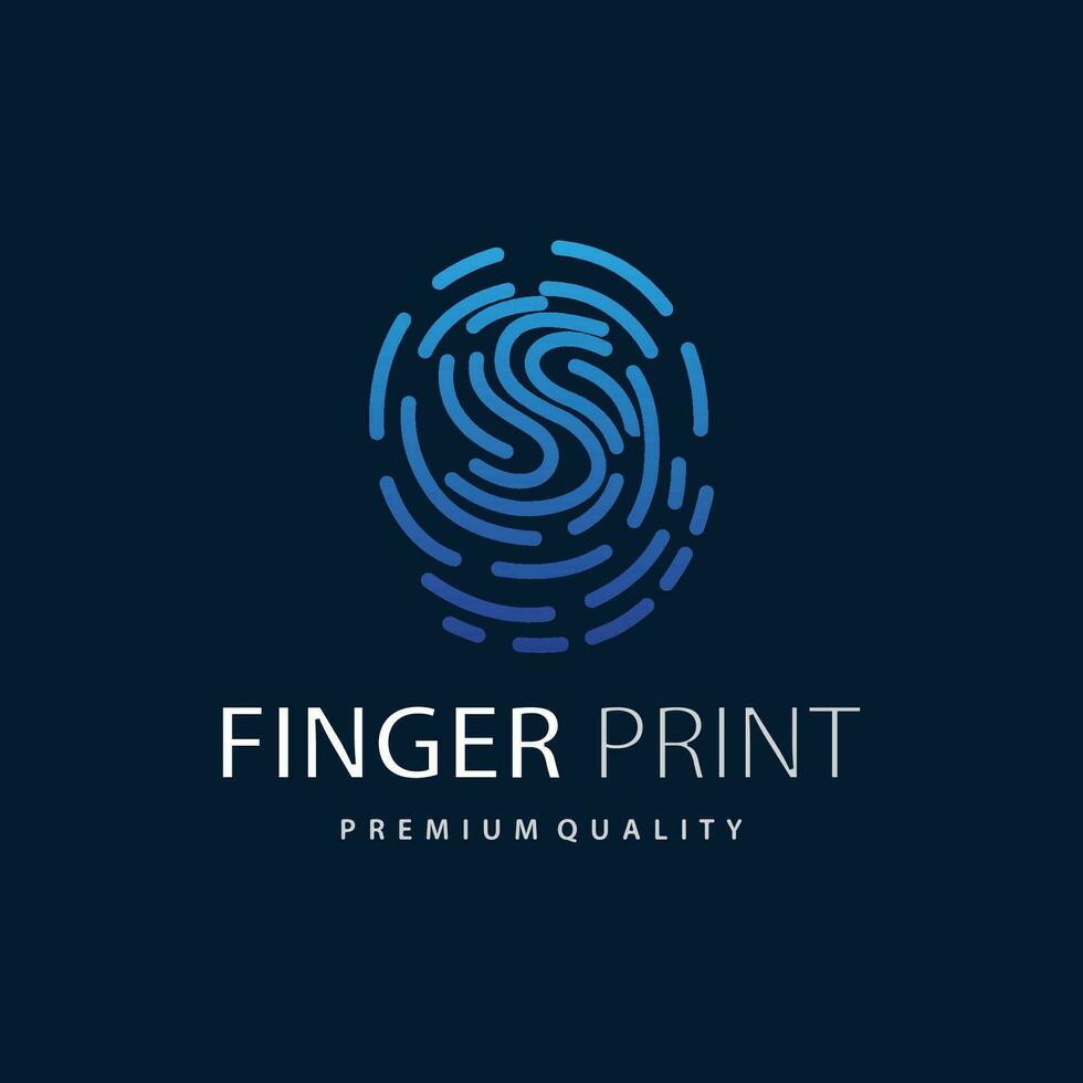 Premium Fingerprint Logo, Human Identity Design Simple Line Model Template Illustration vector