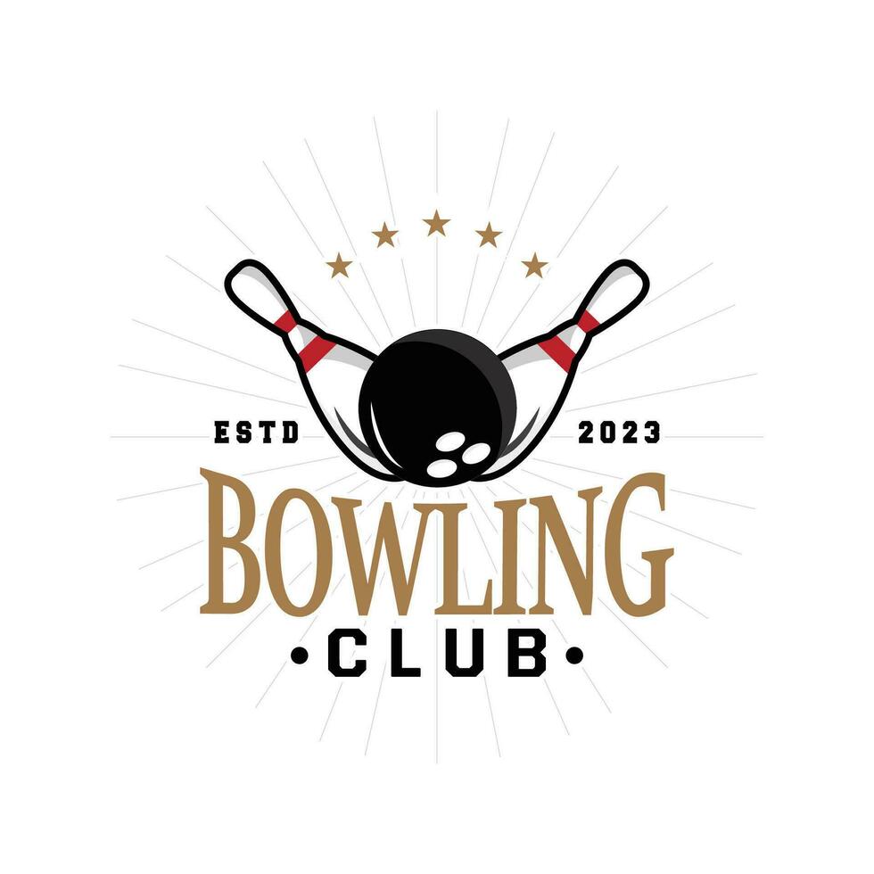 Bowling Sports Club Logo, Bowling Ball And Pin Design Vector Tournament Templet Illustration