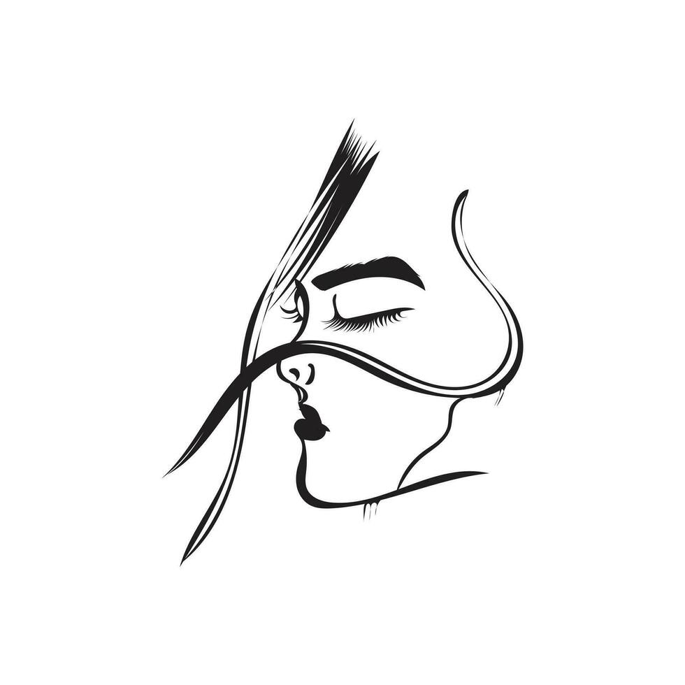 Young Girl Long Hair Vector Design