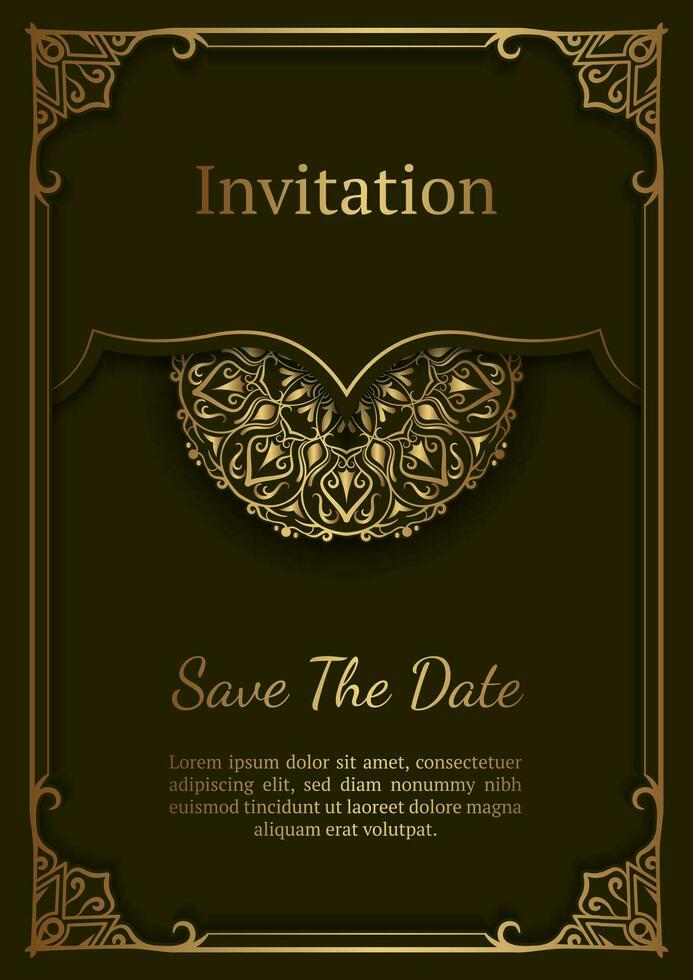 vintage invitation card, with mandala ornament vector