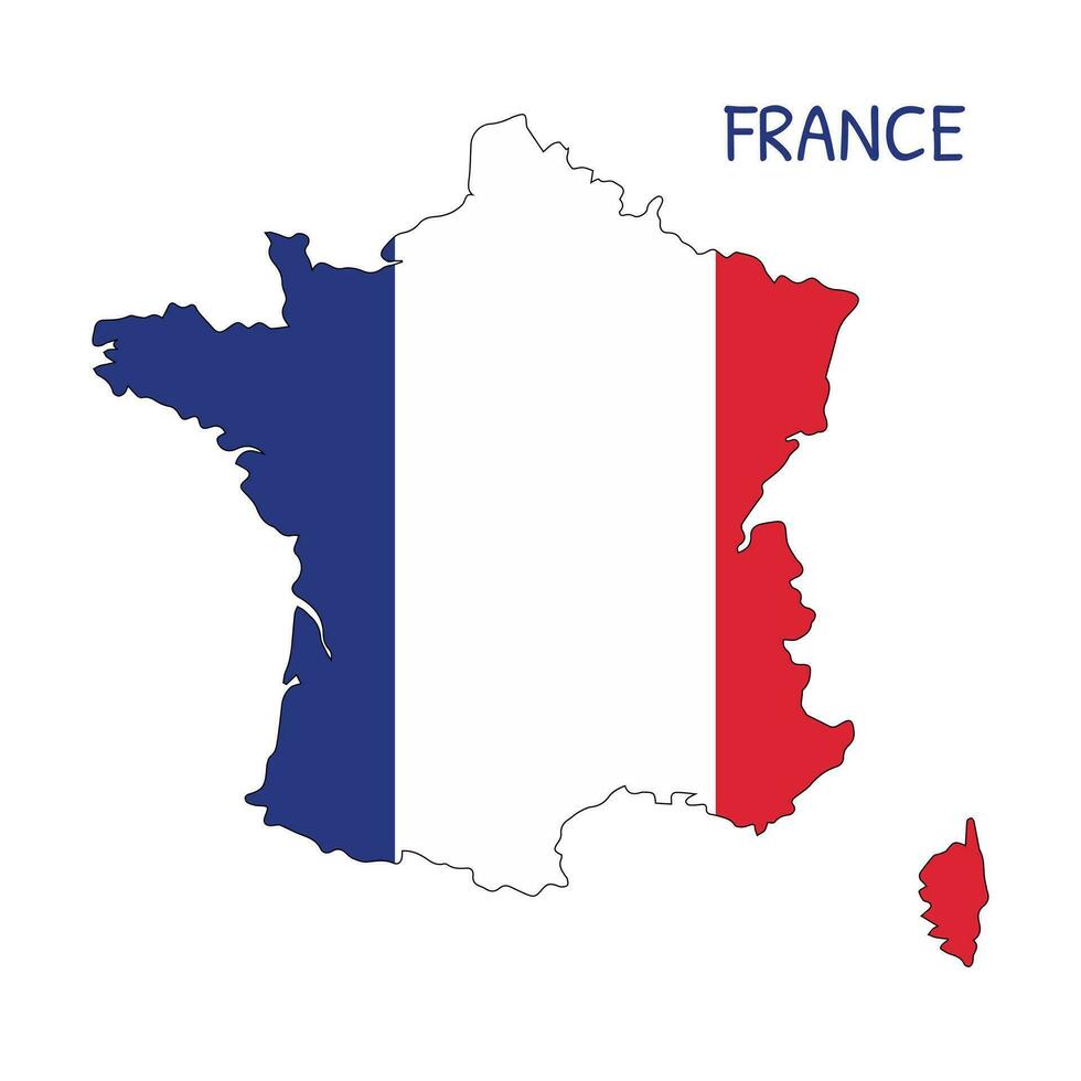 France National Flag Shaped as Country Map vector