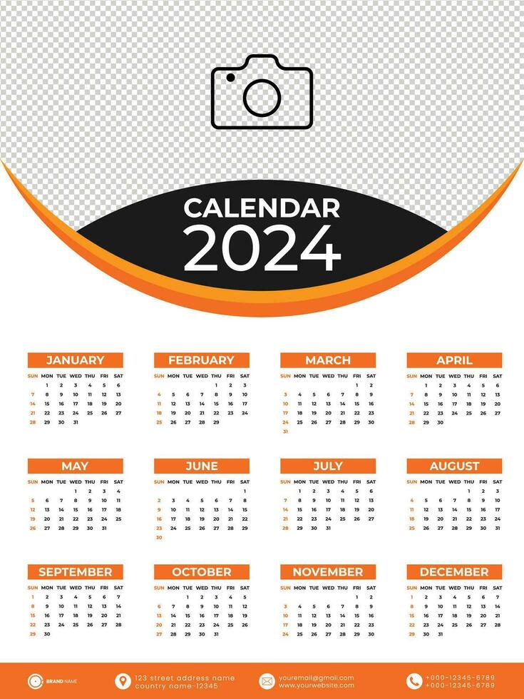 2024 Calendar with Weekly Start on Sunday vector