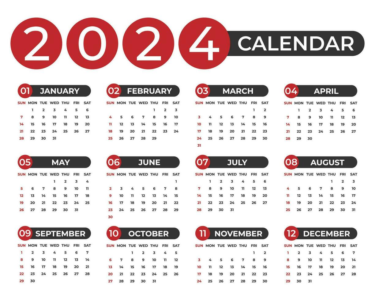 Stylish 2024 Calendar Design Template vector