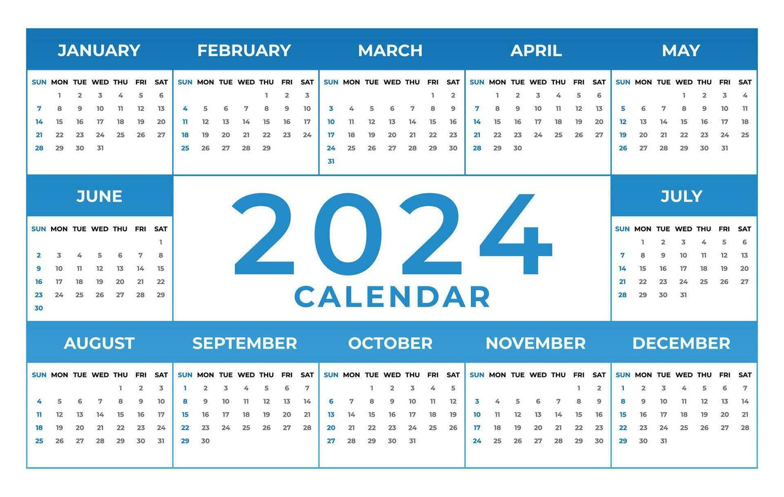 2024 Calendar Design Template for the New Year vector