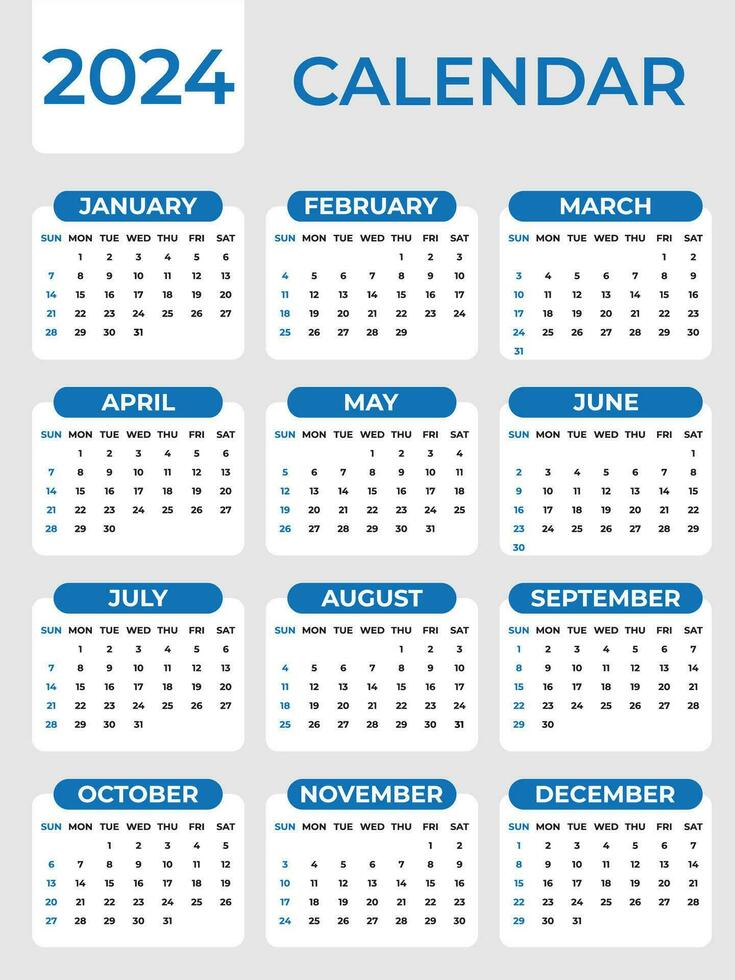 2024 Calendar Template for Business Professionals 31740063 Vector Art