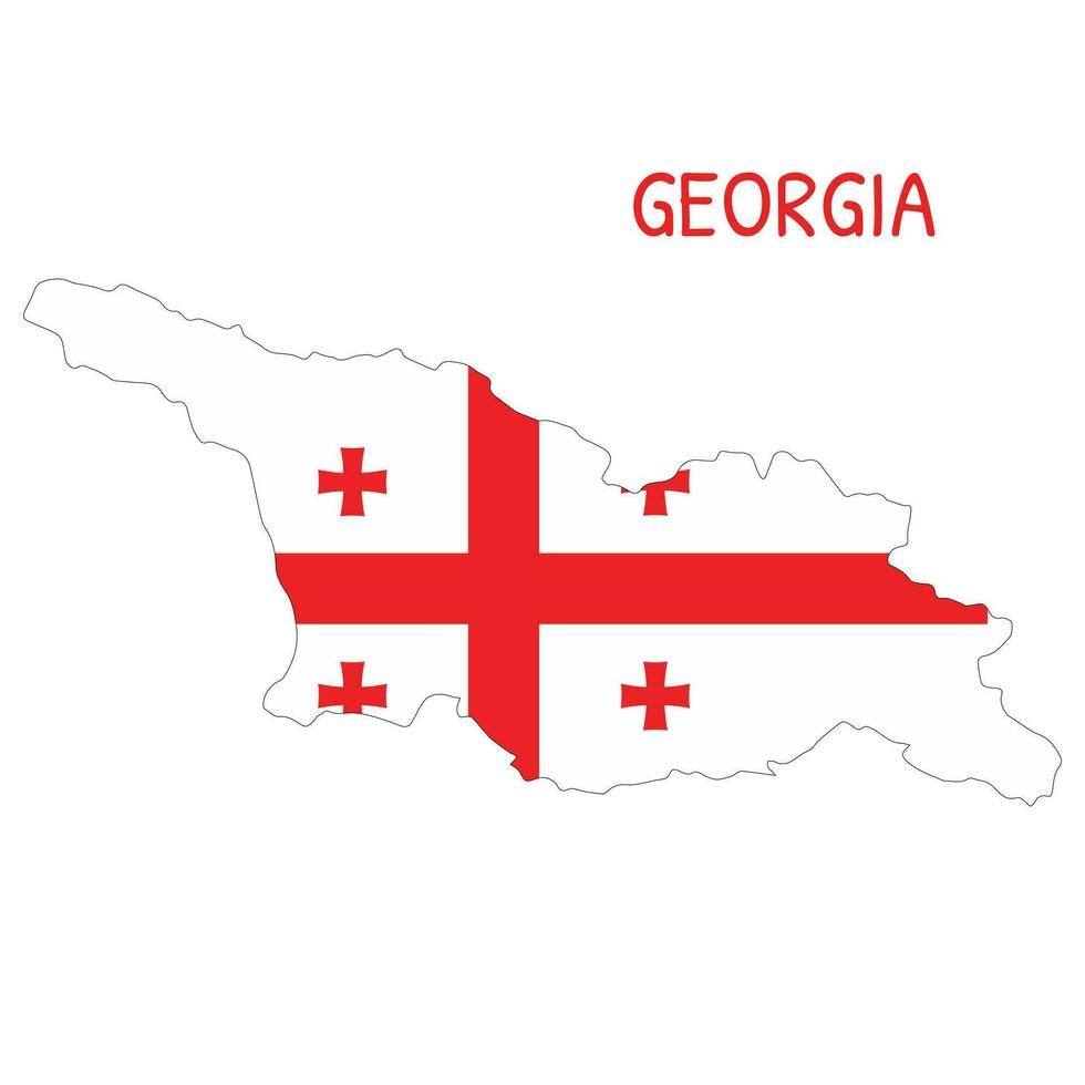 Georgia National Flag Shaped as Country Map vector