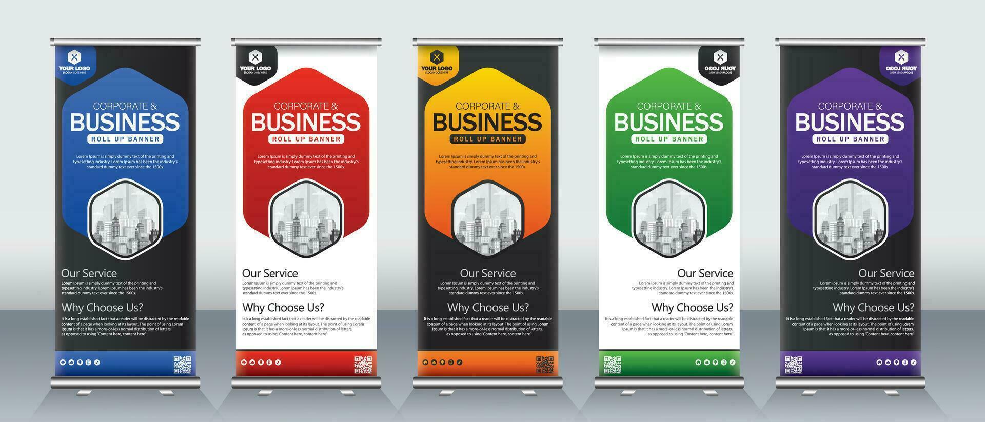 Modern roll up banner design for business meetings, events, presentations, advertising, marketing events with print ready x banner stand design vector
