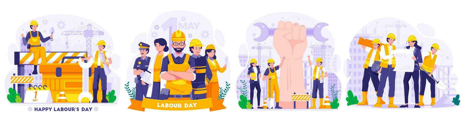 Illustration Set of Labour Day concept vector illustration