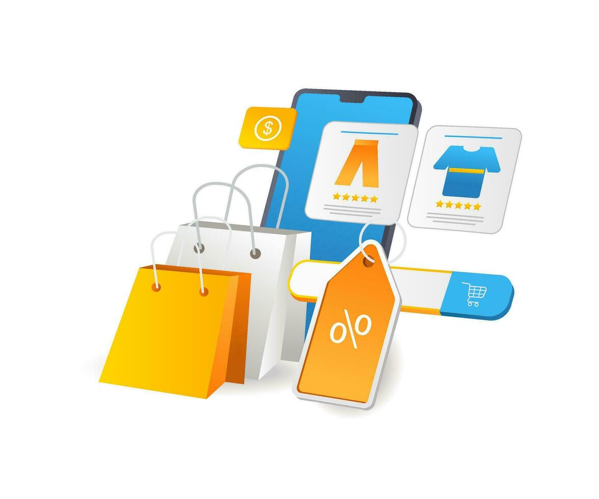 Smartphone online shopping application vector