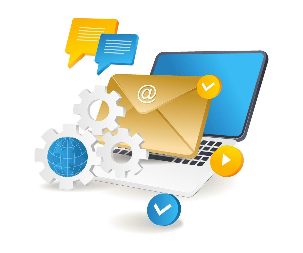 Digital technology email marketing network vector