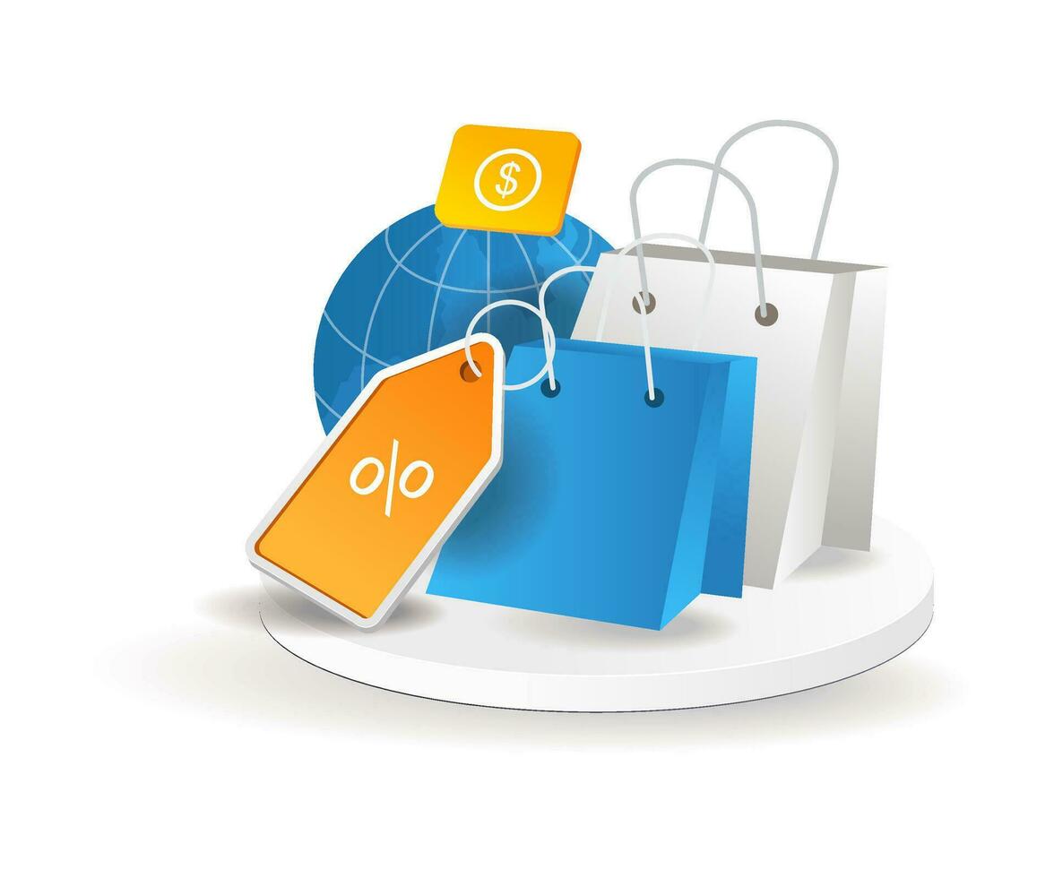 The world of online shopping discounts vector