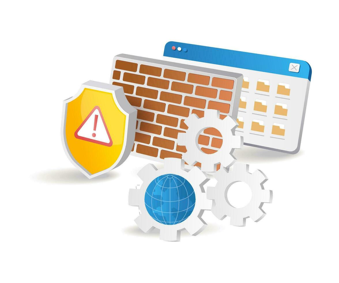 Server hosting technology security wall system vector