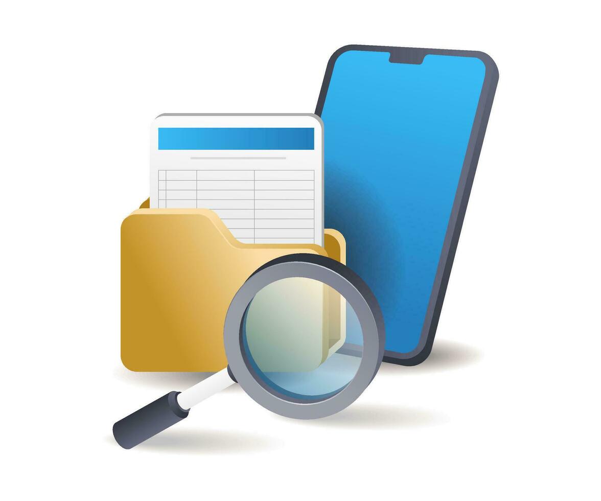 Search data folder on smartphone vector
