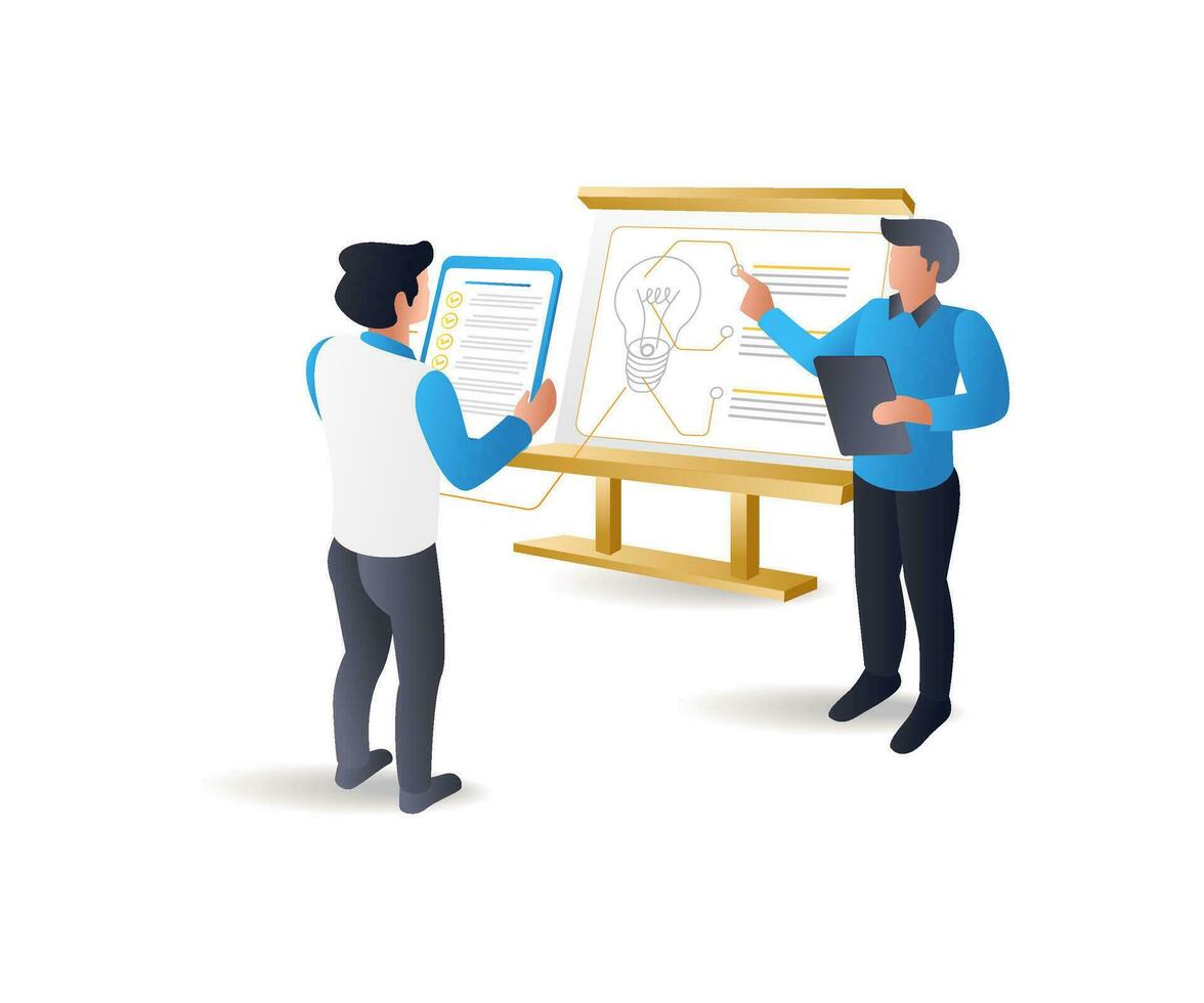 The team is coming up with an idea for a business product vector