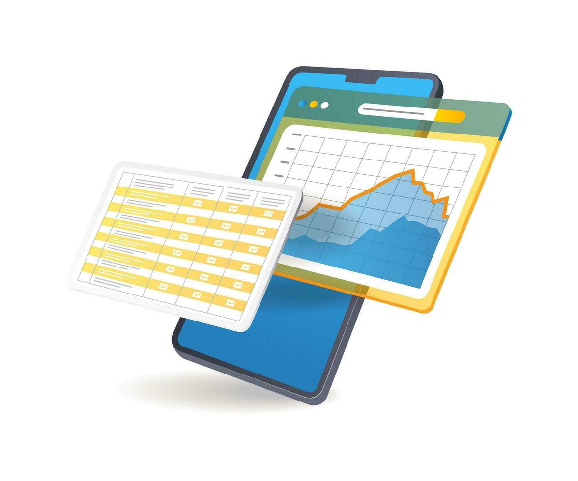 negocio teléfono inteligente datos analista Lista de Verificación vector