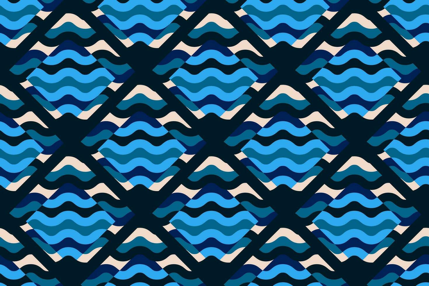 Seamless Abstract Wave Pattern with blue and white color vector