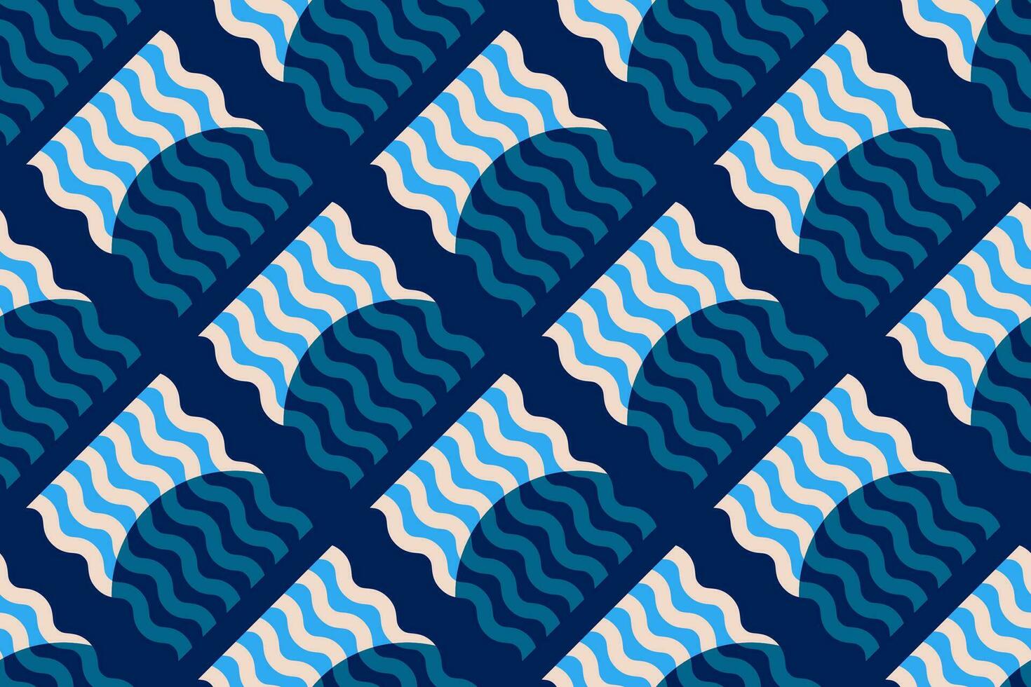 Seamless Abstract Wave Pattern with blue and white color vector