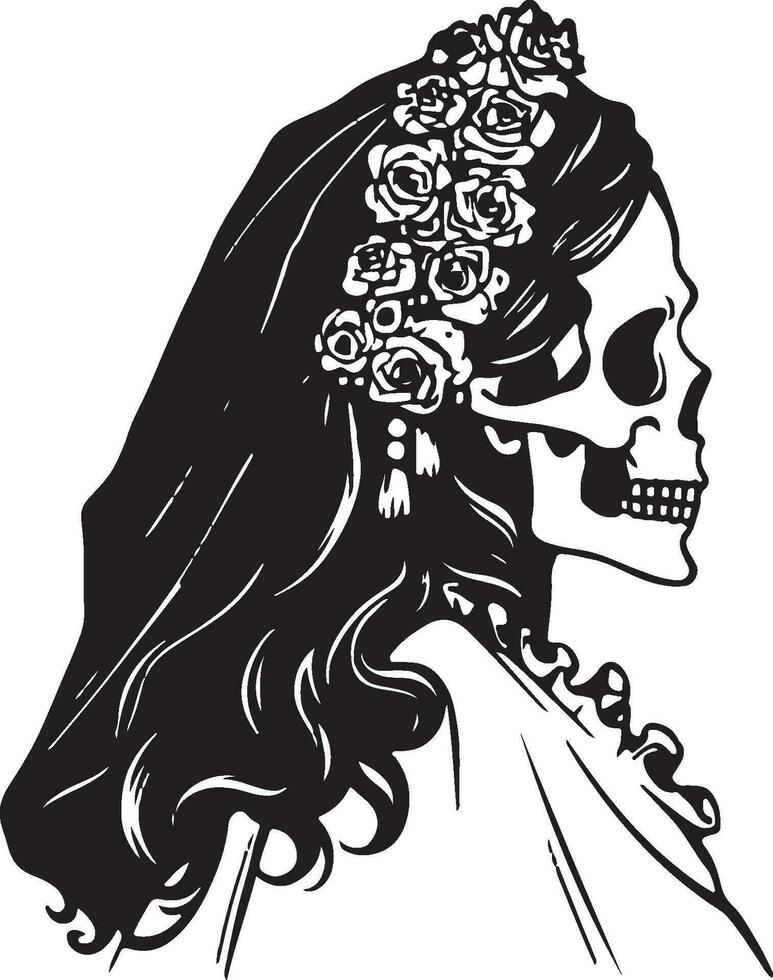 Ghost bride vector silhouette illustration