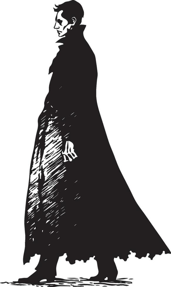 Eerie man vector silhouette illustration