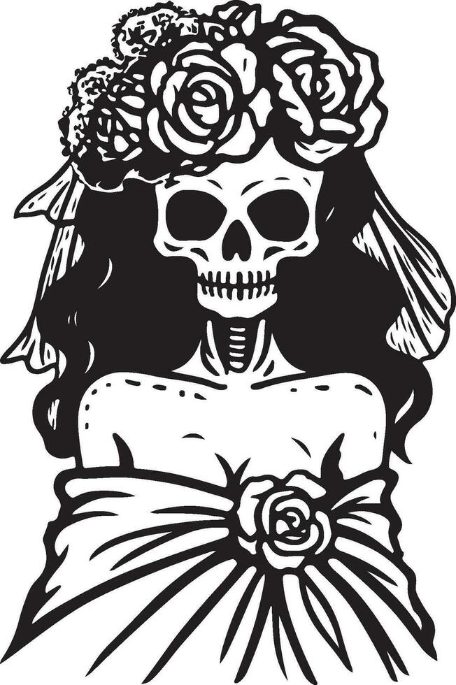 Bride Skeleton Sam silhouette illustration vector