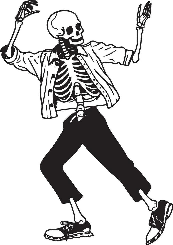 male skeleton dancing during Halloween illustration vector