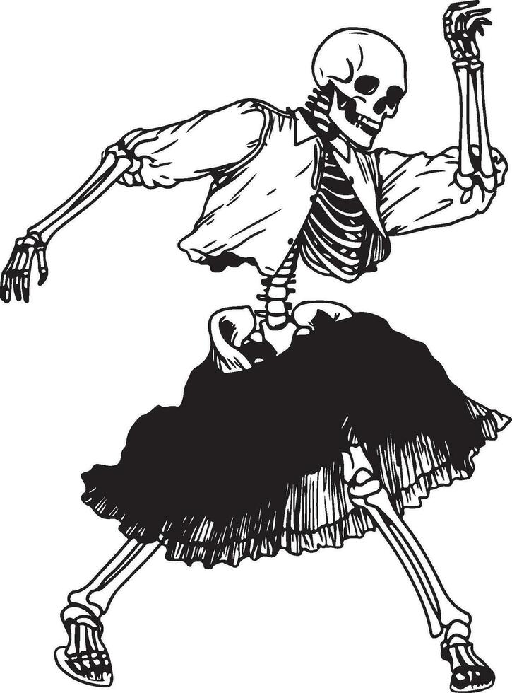 Drunk skeleton vector silhouette illustration