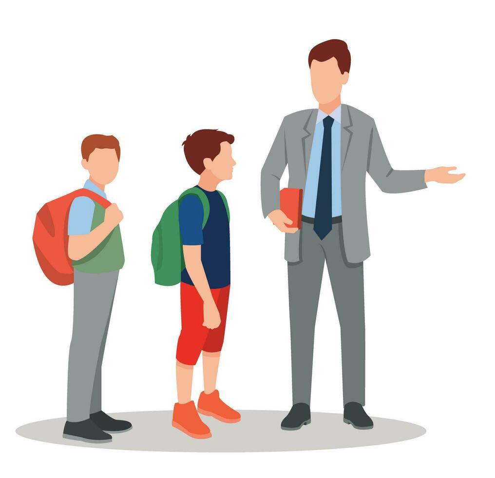 vector illustration of students in different postures