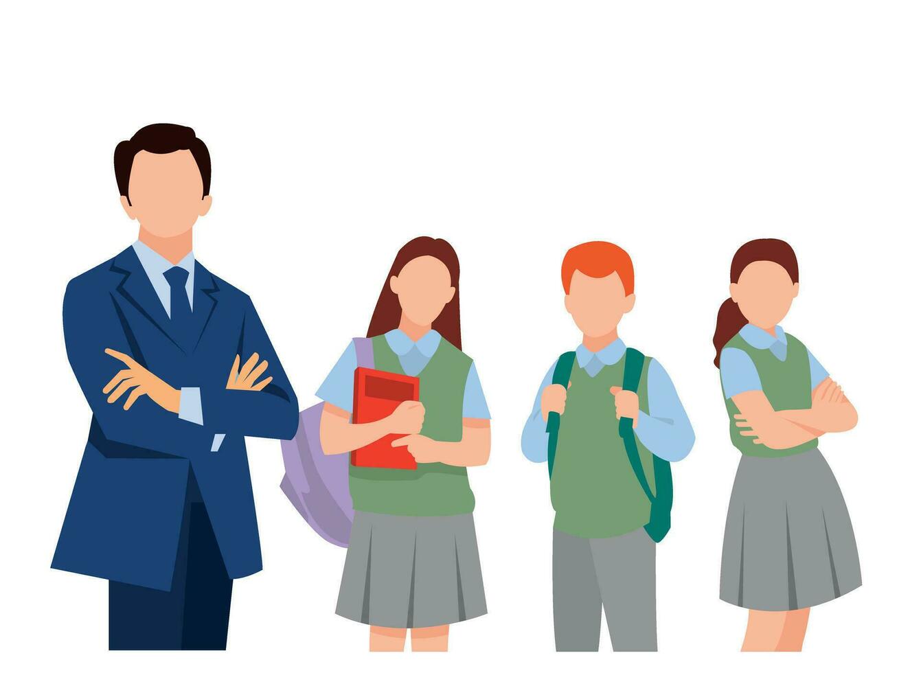 vector illustration of students in different postures