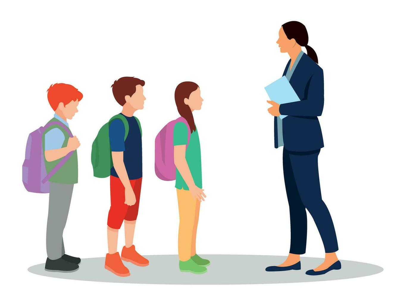 vector illustration of students in different postures