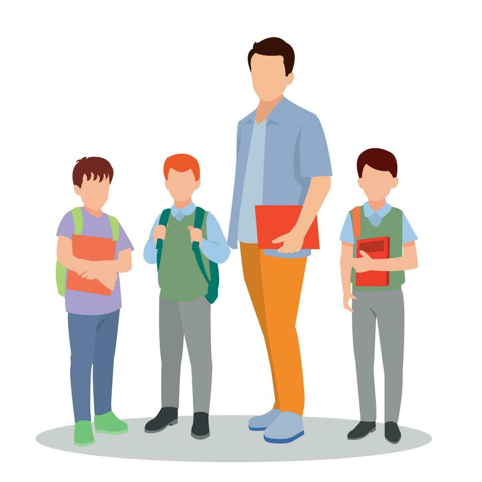 vector illustration of students in different postures