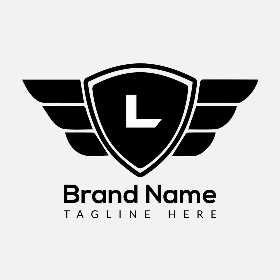 Wing Logo On Letter L Template. Wing On L Letter, Initial Wing Sign Concept Template vector