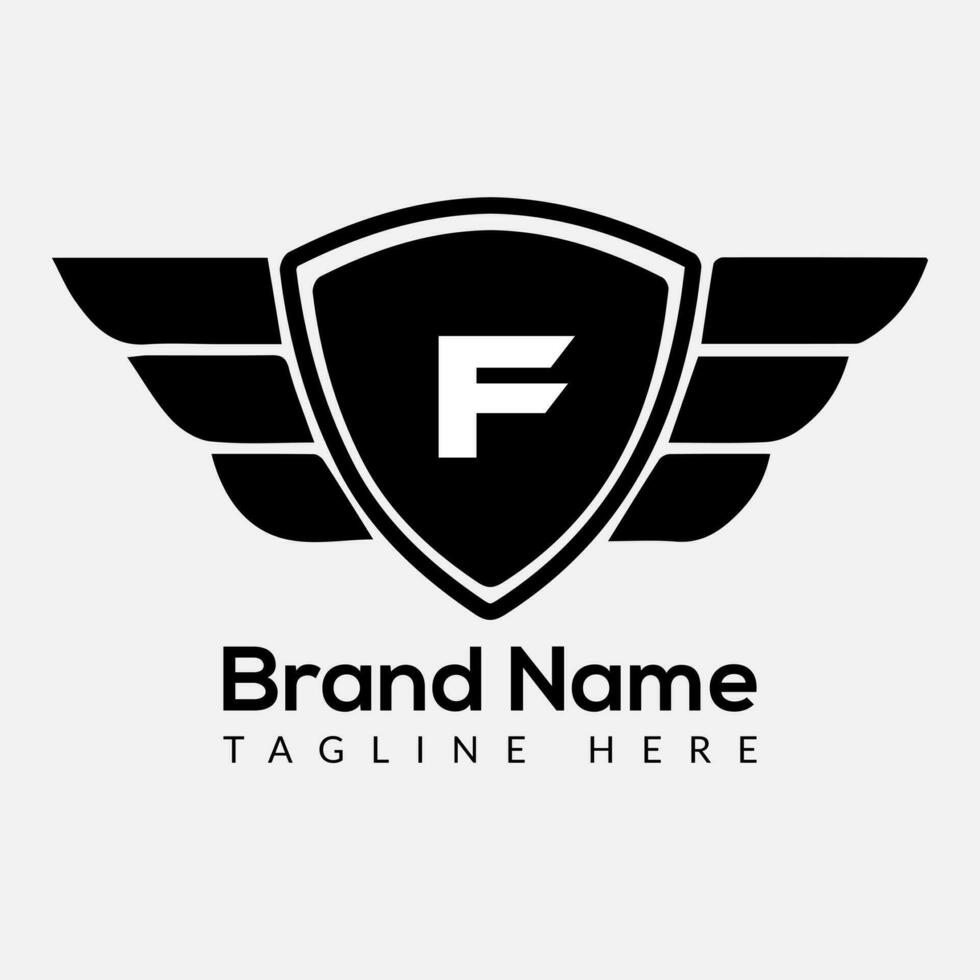 Wing Logo On Letter F Template. Wing On F Letter, Initial Wing Sign Concept Template vector