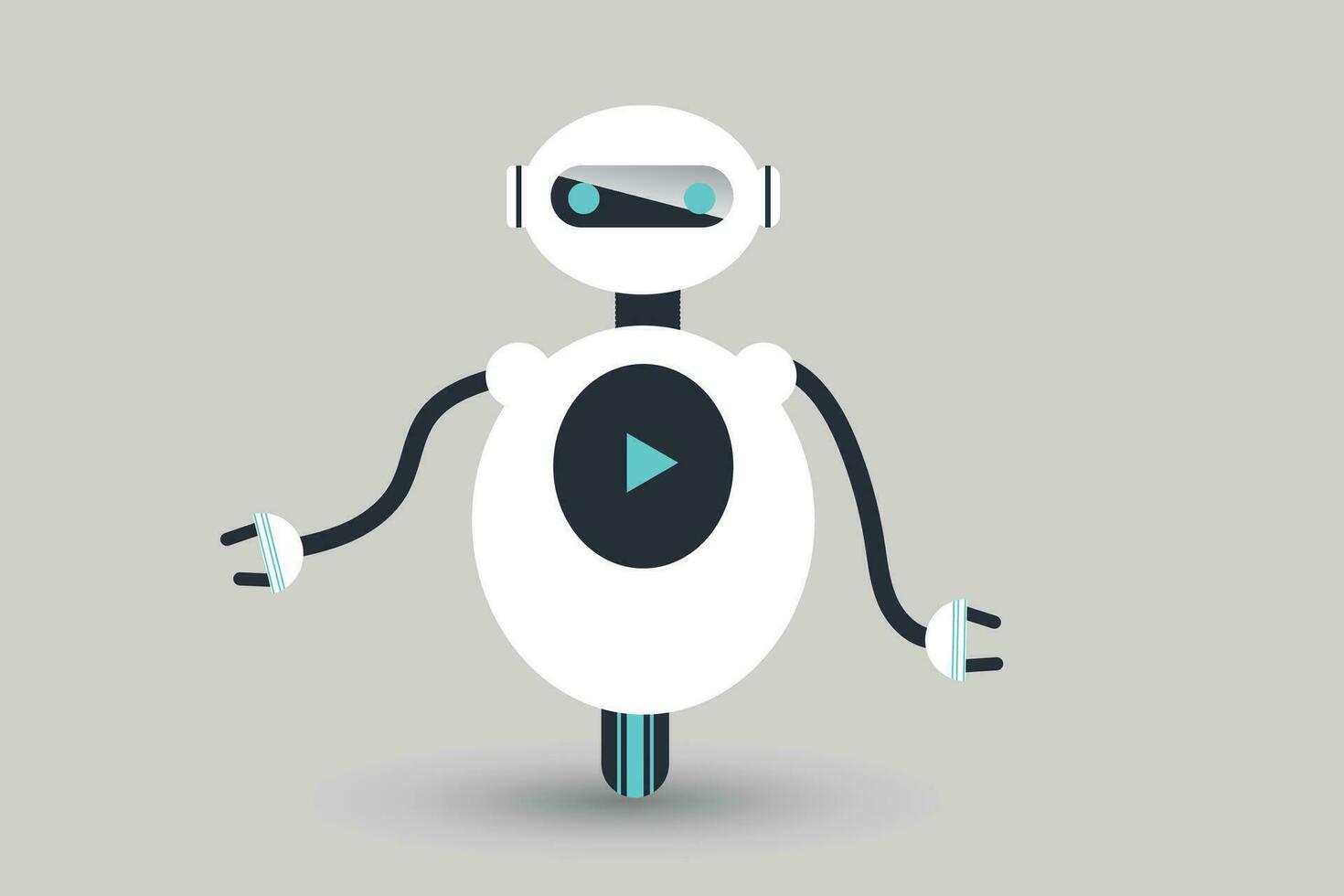 set of cute illustrations of artificial intelligence robot characters in different poses waving, greeting and saying hello. vector illustration