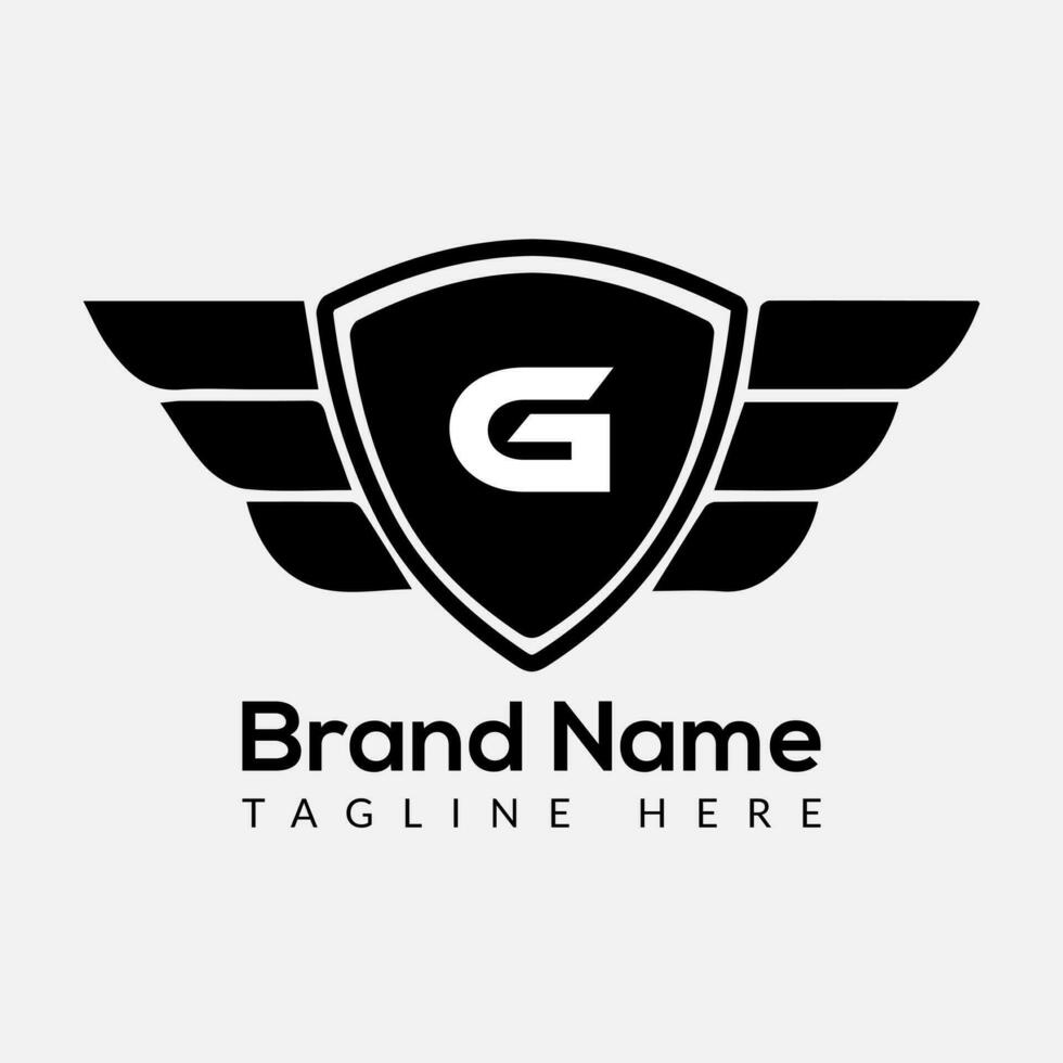 Wing Logo On Letter G Template. Wing On G Letter, Initial Wing Sign Concept Template vector