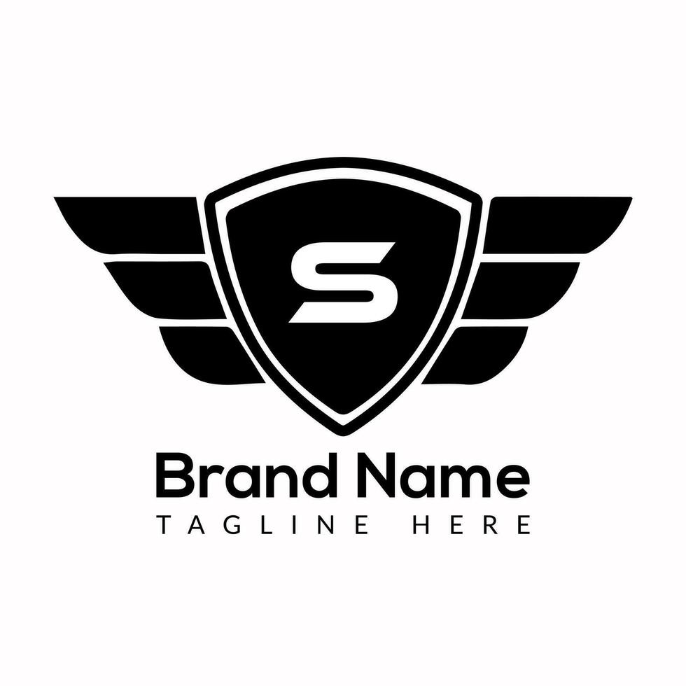 Wing Logo On Letter S Template. Wing On S Letter, Initial Wing Sign Concept Template vector