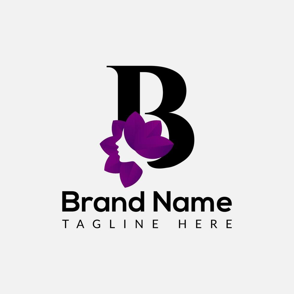 Beauty Logo On Letter B Template. Beauty On B Letter, Initial Fashion and Beauty Sign Concept vector