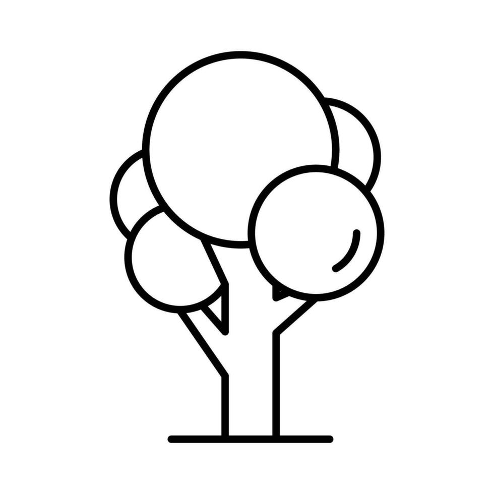 Tree cartoon icon. Simple outline style. Oval leaf, grove, nature, forest concept. Thin line symbol. Vector illustration isolated.