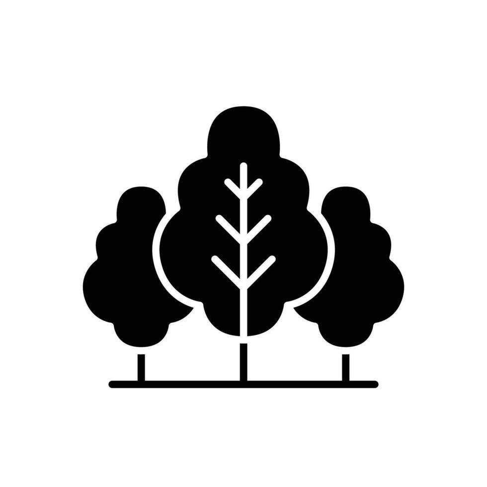 Forest tree icon. Simple solid style. Nature forest landscape, outdoor, oak, trunk, plant concept. Silhouette, glyph symbol. Vector illustration isolated.