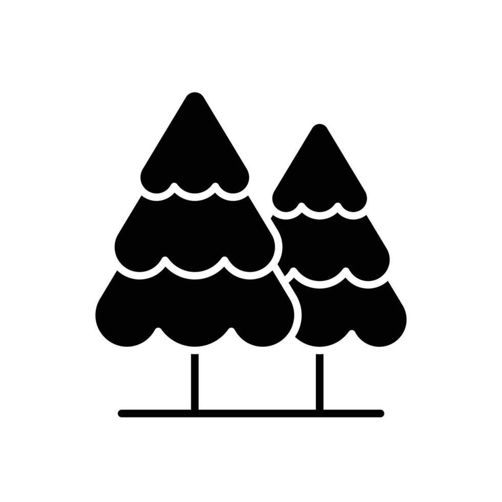 Pine Tree icon. Simple solid style. Two pine trees, fir, evergreen, nature, winter, forest concept. Silhouette, glyph symbol. Vector illustration isolated.