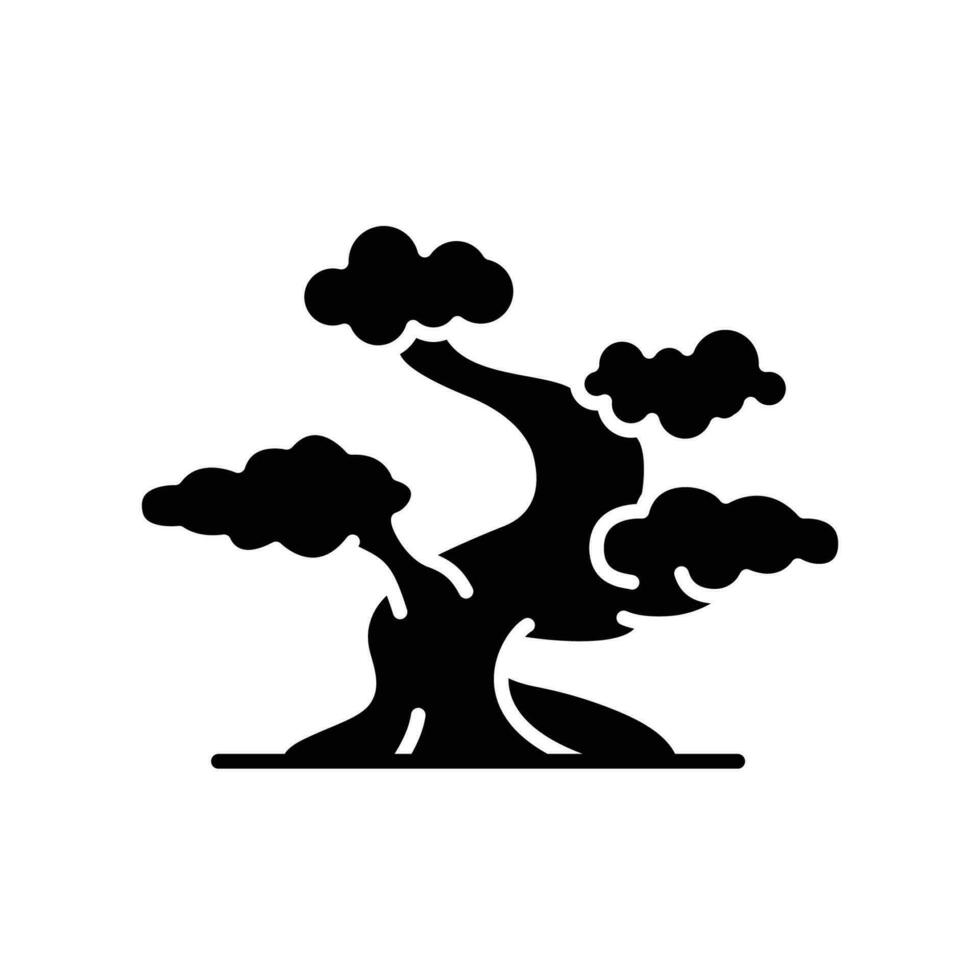 Bonsai tree icon. Simple solid style. Stylized, plant, nature, garden concept. Silhouette, glyph symbol. Vector illustration isolated.