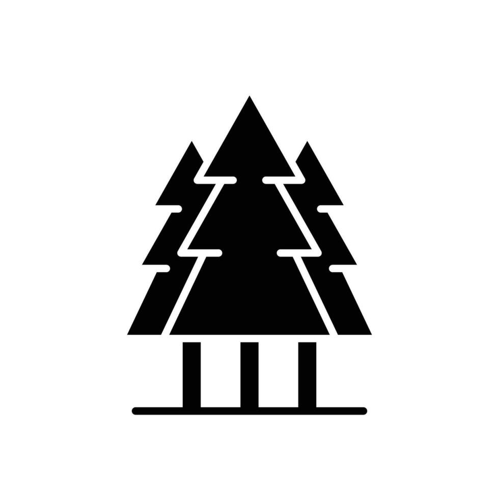 Pine tree icon. Simple solid style. Three trees, fir, evergreen, forest concept. Silhouette, glyph symbol. Vector illustration isolated.